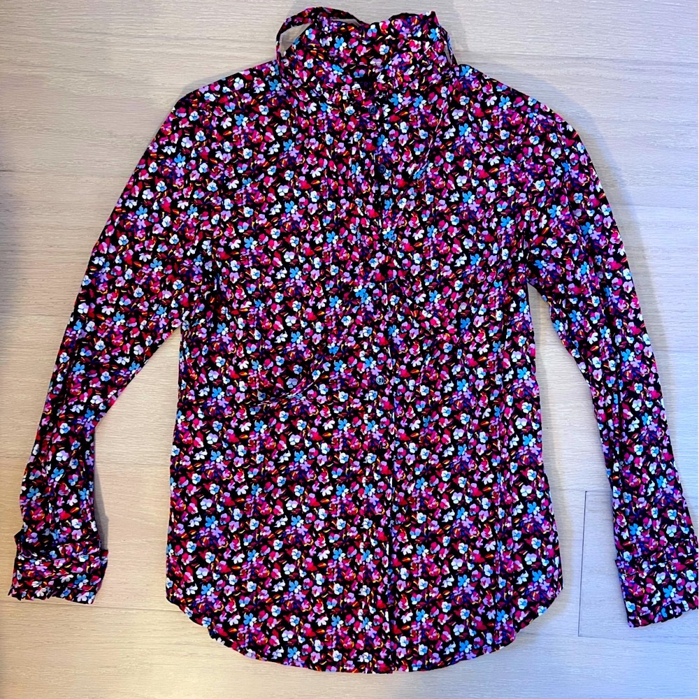 Liberty Print Button Down W/ ruffled cuff and collar